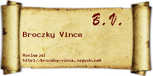 Broczky Vince névjegykártya